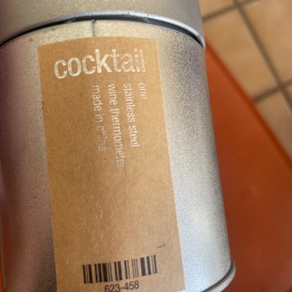 Crate&Barrel Silver Cocktail Wine Thermometer